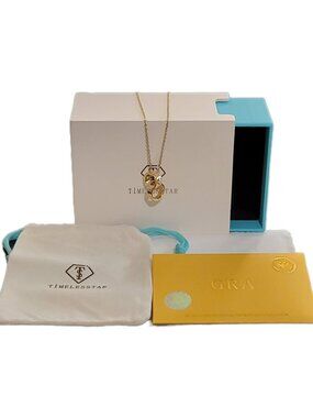 Moissanite Clover Necklace Gold Plated 925 Silver NWT GRA